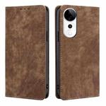 For vivo S19 Pro RFID Anti-theft Brush Magnetic Leather Phone Case(Brown)