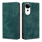 For vivo S19 Pro RFID Anti-theft Brush Magnetic Leather Phone Case(Green)