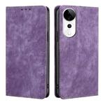 For vivo S19 Pro RFID Anti-theft Brush Magnetic Leather Phone Case(Purple)