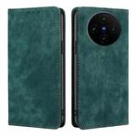 For vivo X100s RFID Anti-theft Brush Magnetic Leather Phone Case(Green)