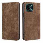 For vivo Y28 4G RFID Anti-theft Brush Magnetic Leather Phone Case(Brown)