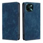 For vivo Y28 4G RFID Anti-theft Brush Magnetic Leather Phone Case(Blue)