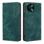 For vivo Y28 4G RFID Anti-theft Brush Magnetic Leather Phone Case(Green)