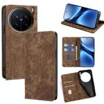 For vivo X200 Pro 5G RFID Anti-theft Brush Magnetic Leather Phone Case(Brown)