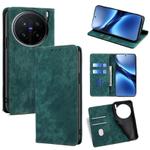 For vivo X200 Pro 5G RFID Anti-theft Brush Magnetic Leather Phone Case(Green)