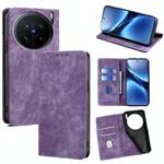 For vivo X200 Pro 5G RFID Anti-theft Brush Magnetic Leather Phone Case(Purple)