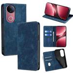 For vivo V50 5G RFID Anti-theft Brush Magnetic Leather Phone Case(Blue)
