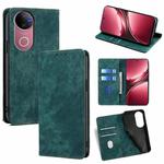 For vivo V50 5G RFID Anti-theft Brush Magnetic Leather Phone Case(Green)