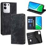 For vivo Y29 4G Global RFID Anti-theft Brush Magnetic Leather Phone Case(Black)