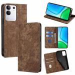 For vivo Y29 4G Global RFID Anti-theft Brush Magnetic Leather Phone Case(Brown)