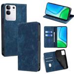 For vivo Y29 4G Global RFID Anti-theft Brush Magnetic Leather Phone Case(Blue)