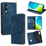 For vivo Y29s 5G / Y04 4G RFID Anti-theft Brush Magnetic Leather Phone Case(Blue)