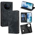 For vivo X200s 5G RFID Anti-theft Brush Magnetic Leather Phone Case(Black)