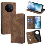 For vivo X200s 5G RFID Anti-theft Brush Magnetic Leather Phone Case(Brown)