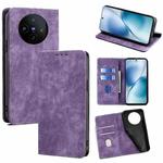 For vivo X200s 5G RFID Anti-theft Brush Magnetic Leather Phone Case(Purple)