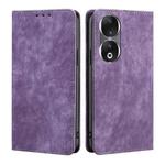 For Honor 90 5G RFID Anti-theft Brush Magnetic Leather Phone Case(Purple)