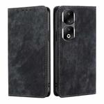 For Honor 90 Pro 5G RFID Anti-theft Brush Magnetic Leather Phone Case(Black)