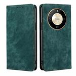 For Honor X50 5G RFID Anti-theft Brush Magnetic Leather Phone Case(Green)