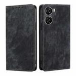 For ZTE Axon 40 Lite RFID Anti-theft Brush Magnetic Leather Phone Case(Black)