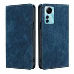 For ZTE Blabe V41 Smart 4G RFID Anti-theft Brush Magnetic Leather Phone Case(Blue)