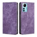 For ZTE Blabe V41 Smart 4G RFID Anti-theft Brush Magnetic Leather Phone Case(Purple)