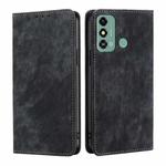 For ZTE Blade A53 4G RFID Anti-theft Brush Magnetic Leather Phone Case(Black)