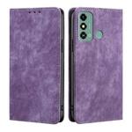 For ZTE Blade A53 4G RFID Anti-theft Brush Magnetic Leather Phone Case(Purple)