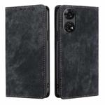 For ZTE Anshin Family RFID Anti-theft Brush Magnetic Leather Phone Case(Black)