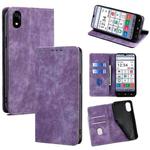For ZTE Kantan Sumaho 4 A402ZT RFID Anti-theft Brush Magnetic Leather Phone Case(Purple)