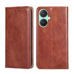 For vivo Y27 4G Gloss Oil Solid Color Magnetic Leather Phone Case(Brown)