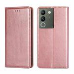 For vivo V29e 5G Gloss Oil Solid Color Magnetic Leather Phone Case(Rose Gold)