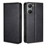 For vivo Y03 4G Gloss Oil Solid Color Magnetic Leather Phone Case(Black)