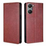 For vivo Y03 4G Gloss Oil Solid Color Magnetic Leather Phone Case(Brown)