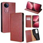 For vivo V50 5G Gloss Oil Solid Color Magnetic Leather Phone Case(Brown)
