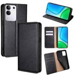 For vivo Y29 4G Global Gloss Oil Solid Color Magnetic Leather Phone Case(Black)