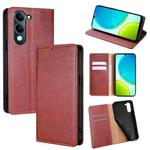 For vivo Y29s 5G / Y04 4G Gloss Oil Solid Color Magnetic Leather Phone Case(Brown)