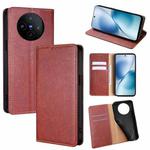 For vivo X200s 5G Gloss Oil Solid Color Magnetic Leather Phone Case(Brown)