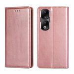 For Honor 90 Pro 5G Gloss Oil Solid Color Magnetic Leather Phone Case(Rose Gold)