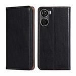 For ZTE Blade A53 4G Gloss Oil Solid Color Magnetic Leather Phone Case(Black)