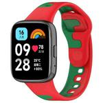 For Redmi Watch 3 Lite Stitching Two Color Silicone Watch Band(Red Green)