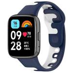 For Redmi Watch 3 Lite Stitching Two Color Silicone Watch Band(Blue White)