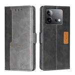 For vivo iQOO Neo 8 / 8 Pro 5G Contrast Color Side Buckle Leather Phone Case(Black + Grey)