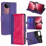 For vivo V50 5G Contrast Color Side Buckle Leather Phone Case(Purple + Rose Red)