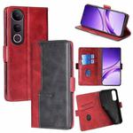 For vivo V50 Lite 5G Contrast Color Side Buckle Leather Phone Case(Red + Black)