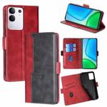 For vivo Y29 4G Global Contrast Color Side Buckle Leather Phone Case(Red + Black)