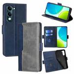 For vivo Y29s 5G / Y04 4G Contrast Color Side Buckle Leather Phone Case(Blue + Grey)