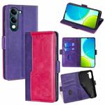 For vivo Y29s 5G / Y04 4G Contrast Color Side Buckle Leather Phone Case(Purple + Rose Red)