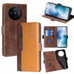 For vivo X200s 5G Contrast Color Side Buckle Leather Phone Case(Dark Brown + Gold)