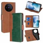 For vivo X200s 5G Contrast Color Side Buckle Leather Phone Case(Light Brown + Green)