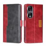 For Honor 90 5G Contrast Color Side Buckle Leather Phone Case(Red + Black)